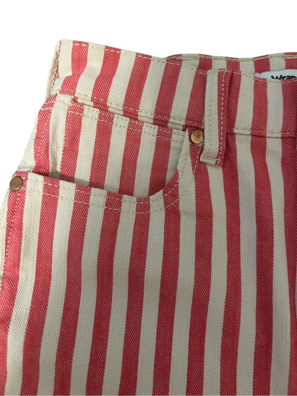 Wrangler Wanderer Bell Bottom Flare Jeans USA Red White Stripe High Rise 26 Boho - Picture 5 of 11